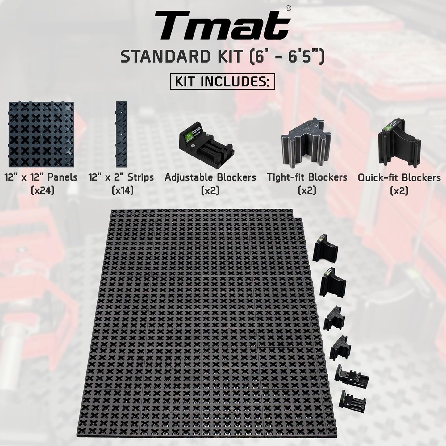 Tmat Truck Bed Organizer Slide Out Mat | Universal Fit for Standard Beds 6' to 6'5"