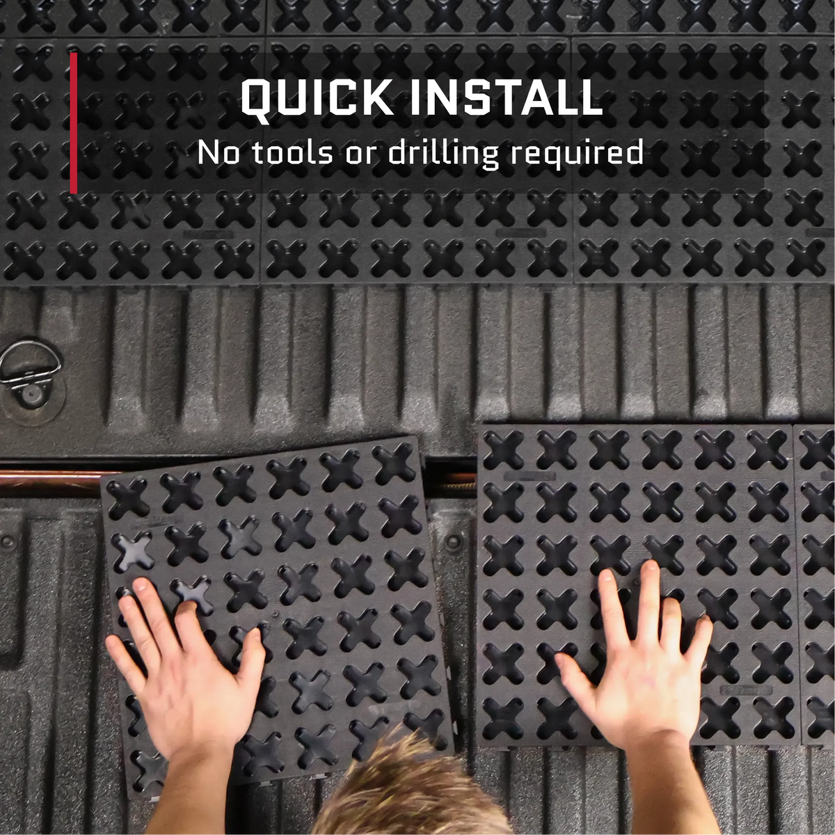 Tmat Truck Bed Organizer Storage System Slide Out Mat, Universal Fit Modular Grid Cargo Management with Adjustable Blockers, No-Drill Install, Made in USA — additional product view
