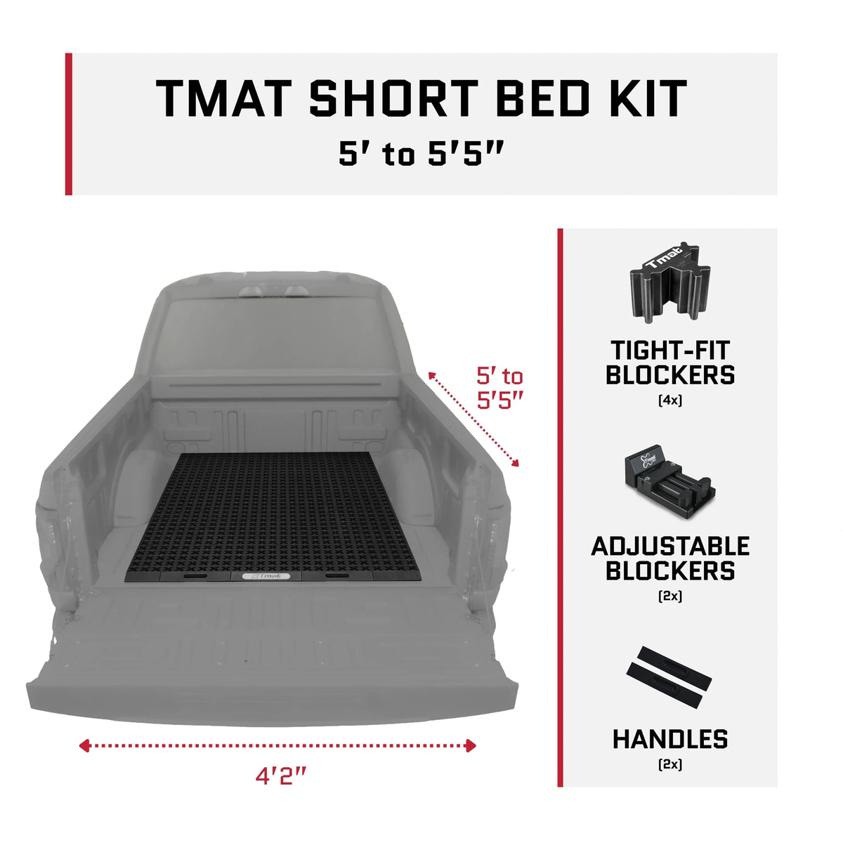 Tmat Truck Bed Organizer Storage System Slide Out Mat, Universal Fit Modular Grid Cargo Management with Adjustable Blockers, No-Drill Install, Made in USA — additional product view