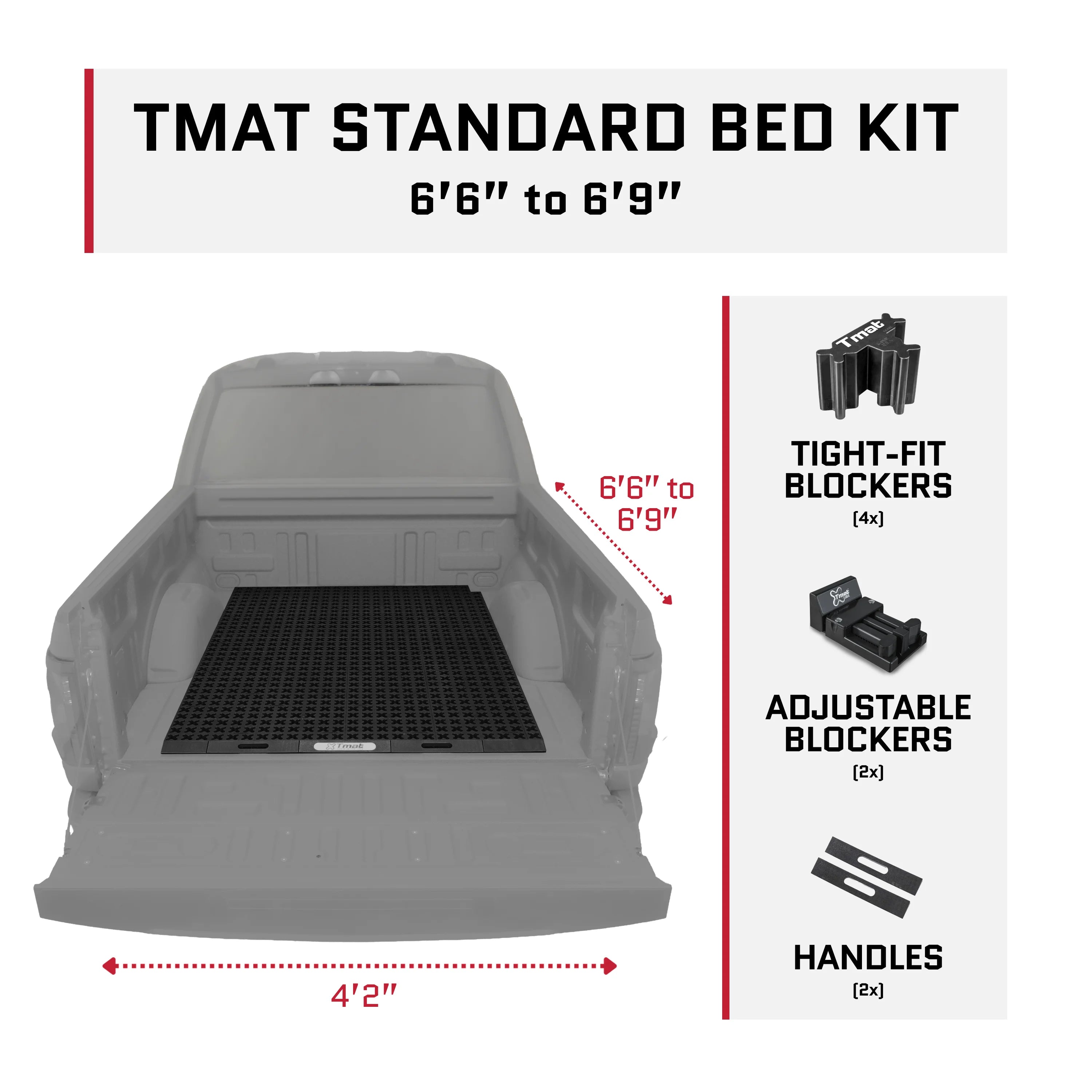 Tmat Truck Bed Organizer Slide Out Mat | Universal Fit for Standard Beds 6'6" to 6'9"