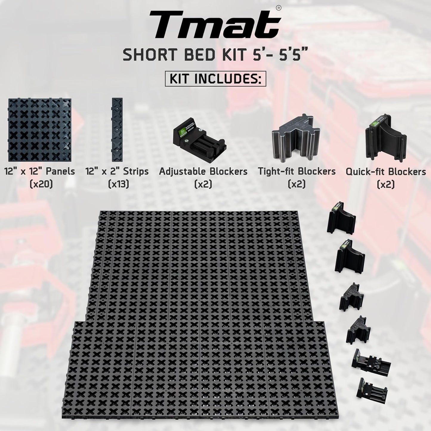 Tmat Truck Bed Organizer Slide Out Mat | Universal Fit for Short Beds 5' to 5'5"