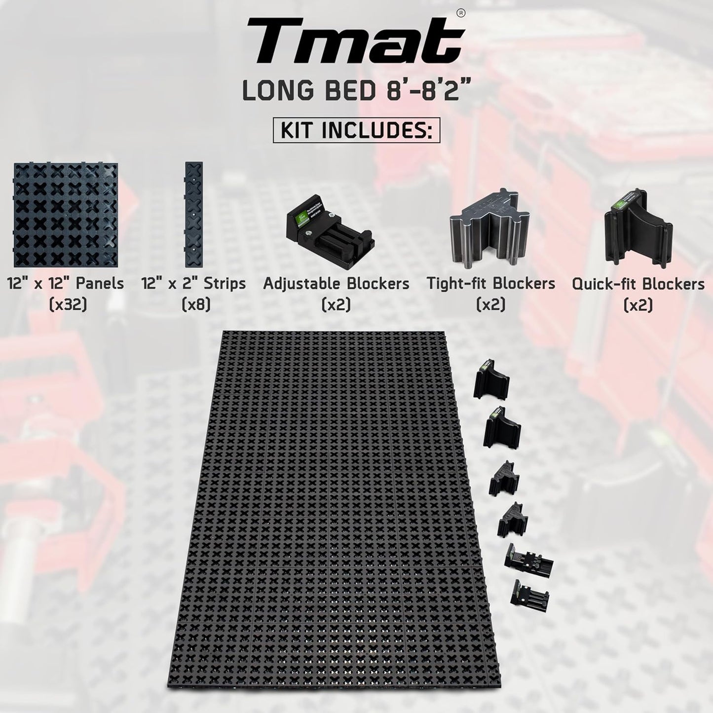Tmat Truck Bed Organizer Slide Out Mat | Universal Fit for Long Beds 8' to 8'2"