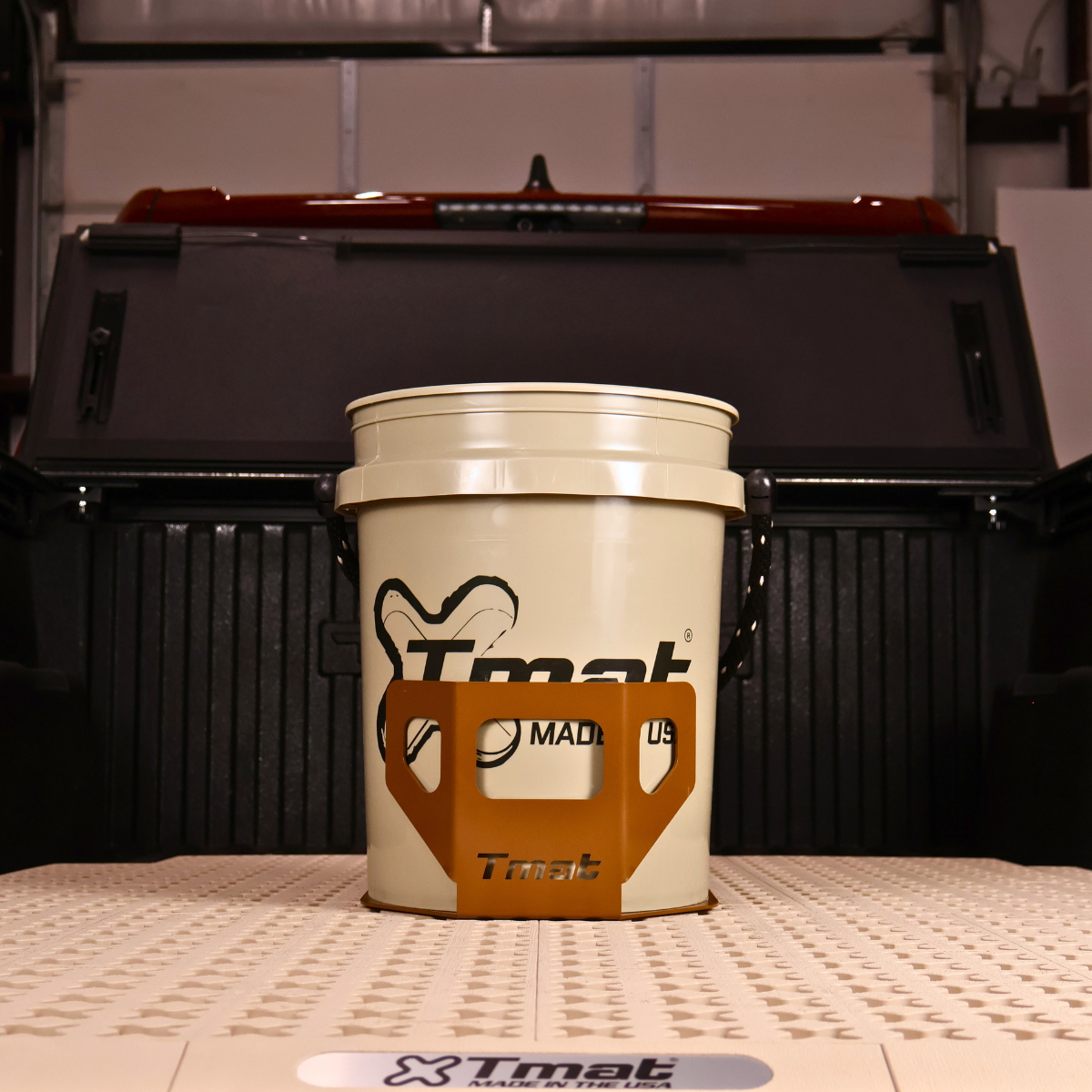Tmat 5-Gallon Bucket Holder with Tmat Anchors - Brown